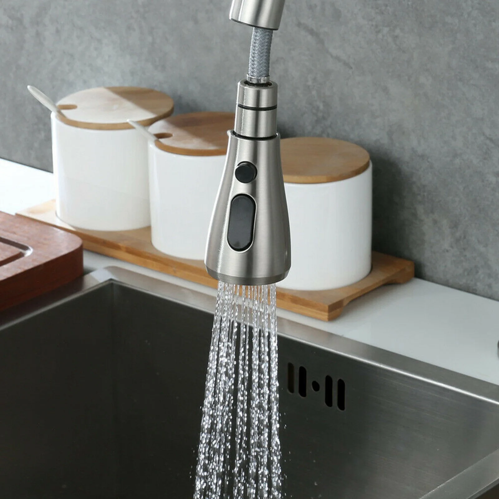 G1/2 Kitchen Faucet Spray Head 3 Mode Stainless Steel ABS Water Tap Nozzle Silver Plated Rustproof Replacement