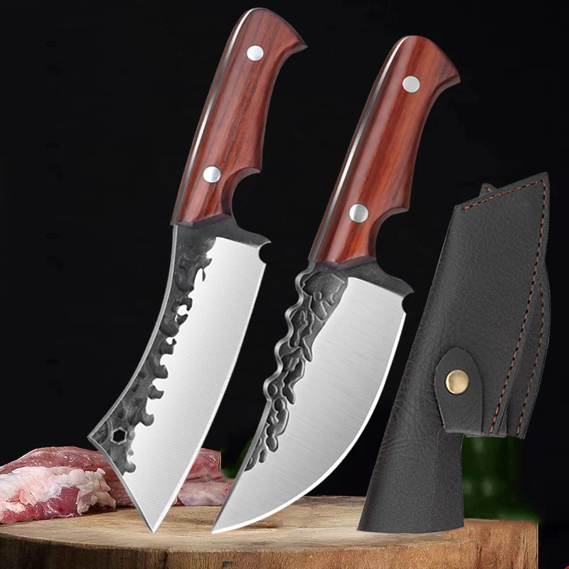 

Forged Deboning Butcher Knife with Sheath Thickened Blade Cleaver for Fruit & Vegetable Cutting Peeling Utility Knife Cleaver