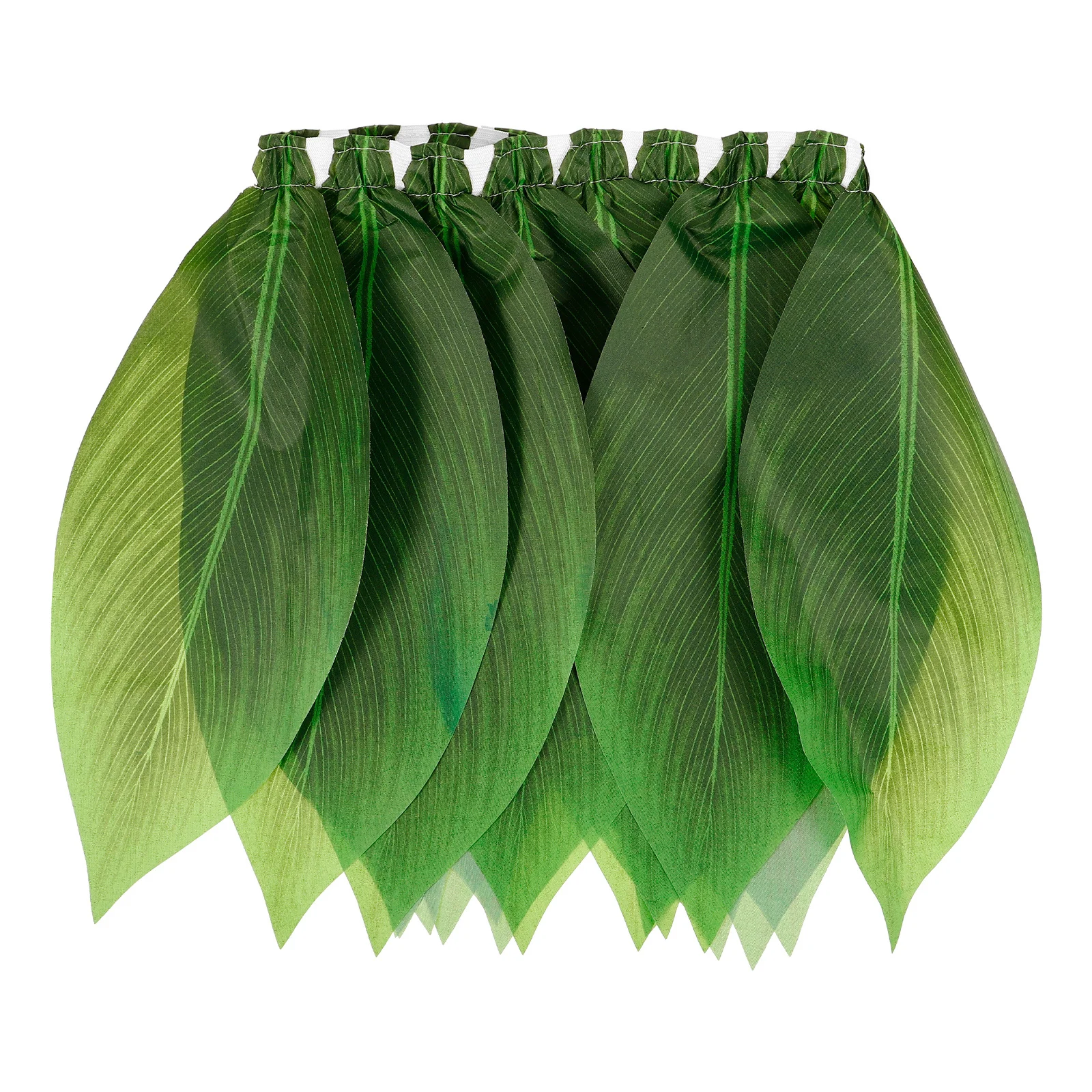 กระโปรงหญ้าโพลีเอสเตอร์ ลายใบไม้ ยางยืด สำหรับงานปาร์ตี้ฮาวาย ชุดแสดงบนเวที งานเลี้ยงริมชายหาด หรือการแสดงเต้นรำ