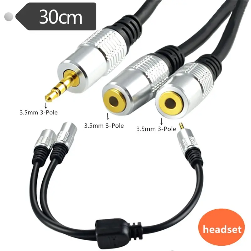 Aluminum Shell 3.5mm 3-Pole 4-Pole Audio Splitter 1/2 Computer Headphone Microphone Audio And Video 2-In-1 Adapter Cable