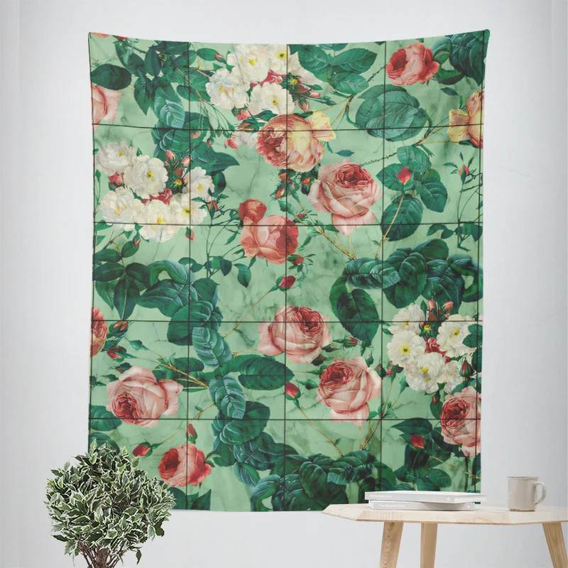 Home decorations modern room decor items wall tapestry aesthetic bedroom wall art large fabric tapestrys boho retro flower leaf