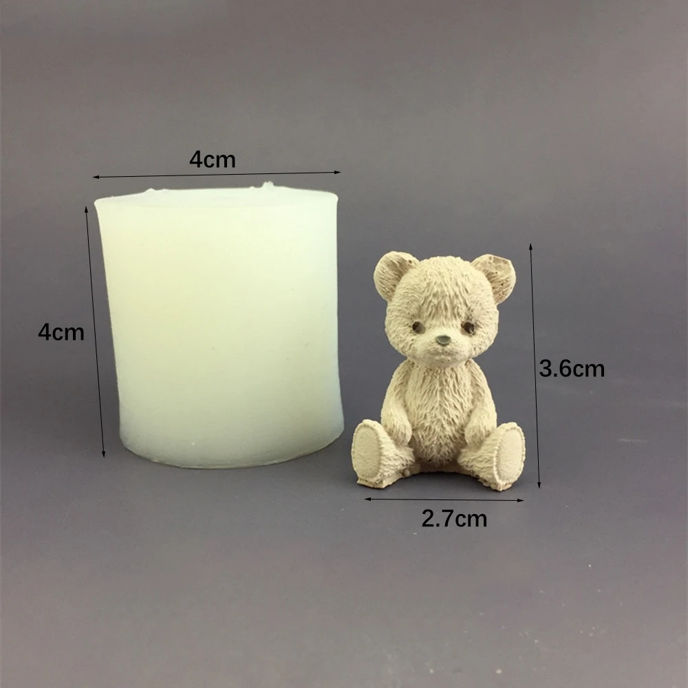 Cute Teddy Bear Candle Mold Silicone Aromatherapy Plaster Korean Version Gypsum Geometric Dropping Glue for Candle Making Tools