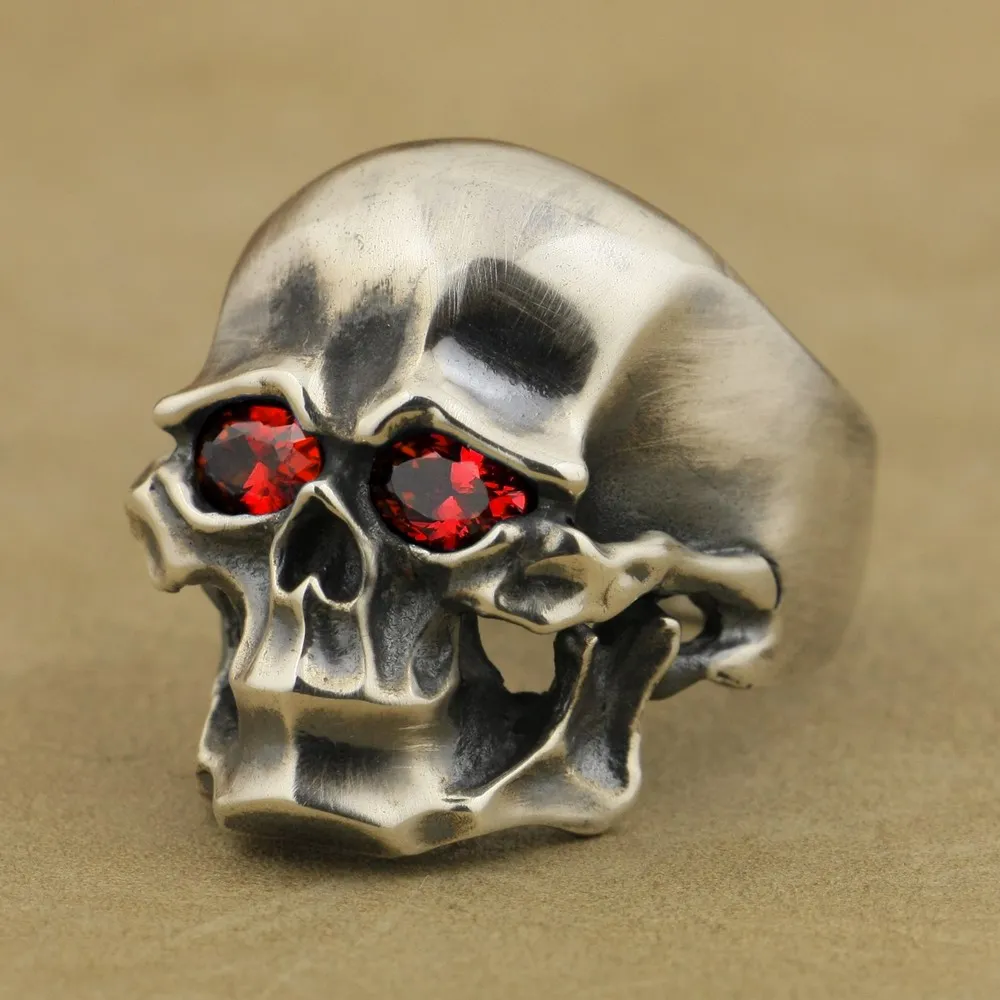 925 Sterling Silver CZ Eyes Skull Ring Biker Punk Jewelry TA4X US Size 7 to 15