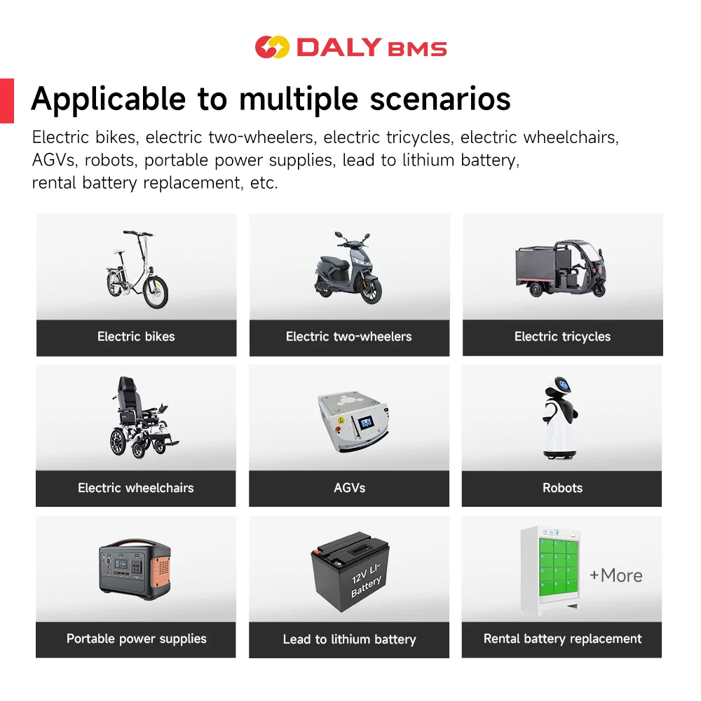 Daly Smart BMS 4S Lifepo4 12V 8S 24V 16S 48V 100A BT WiFi RS485 Экран ЖК-дисплея Защитная плата Литий-ионный аккумулятор 3 7 Фото №4