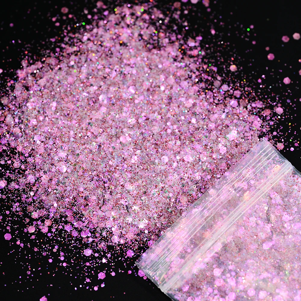 10g/Bag Holographic Hexagon Glitter Nail Tips Laser Sequin Powder Flakes Sparkly Nail Art Decoration Epoxy Resin Filling Glitter