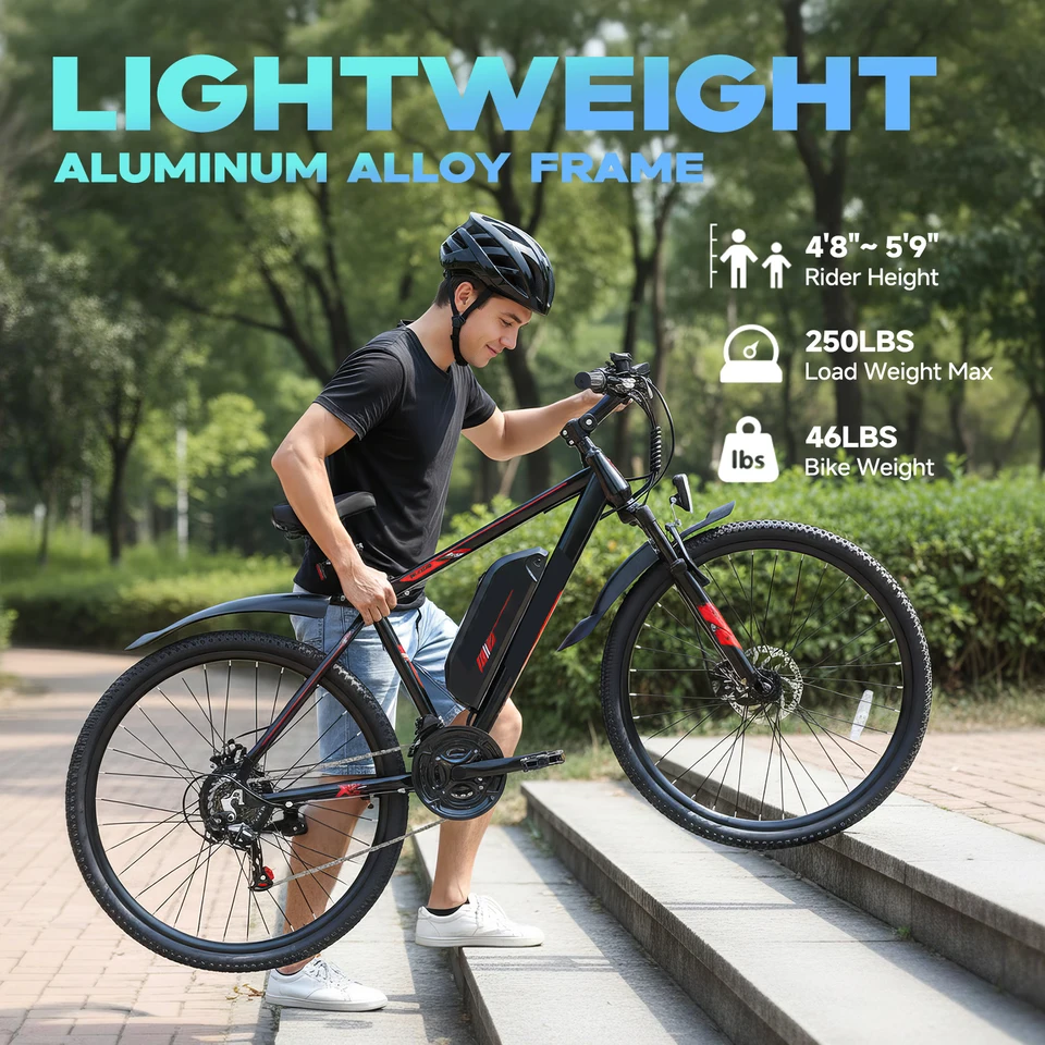 QNUT Electric Bike for Adults/Teens, Peak 749W Motor 20MPH 21-Speed Commuter Ebike, 36V 10.4Ah Removable Battery Up to 45 Miles, 26" Aluminum Frame with Dual Disc Brakes, UL 2849 Certified image 8