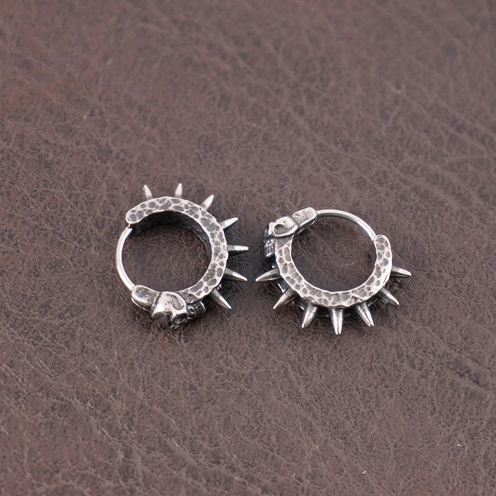 Vintage Black Skull Hoop Earrings Stainless Steel Punk Rock Hypoallergenic Huggie Earring for Men Trend Charm Women Ear Jewelry