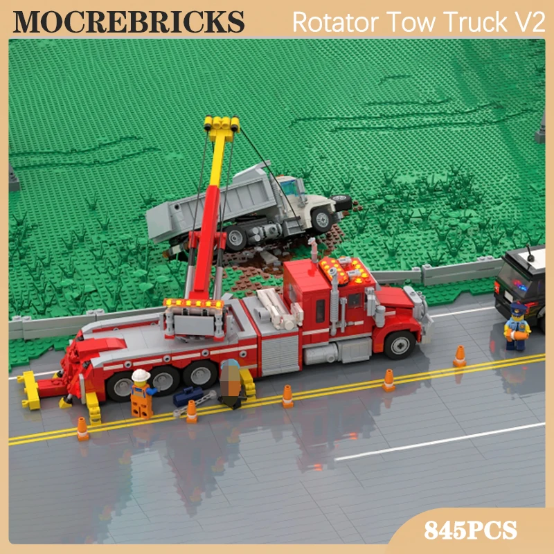 

City Engineering Vehicle High-Tech Rotator Tow Truck MOC Building Block Road Rescue Car Model Technology Bricks Toy for Kid Gift