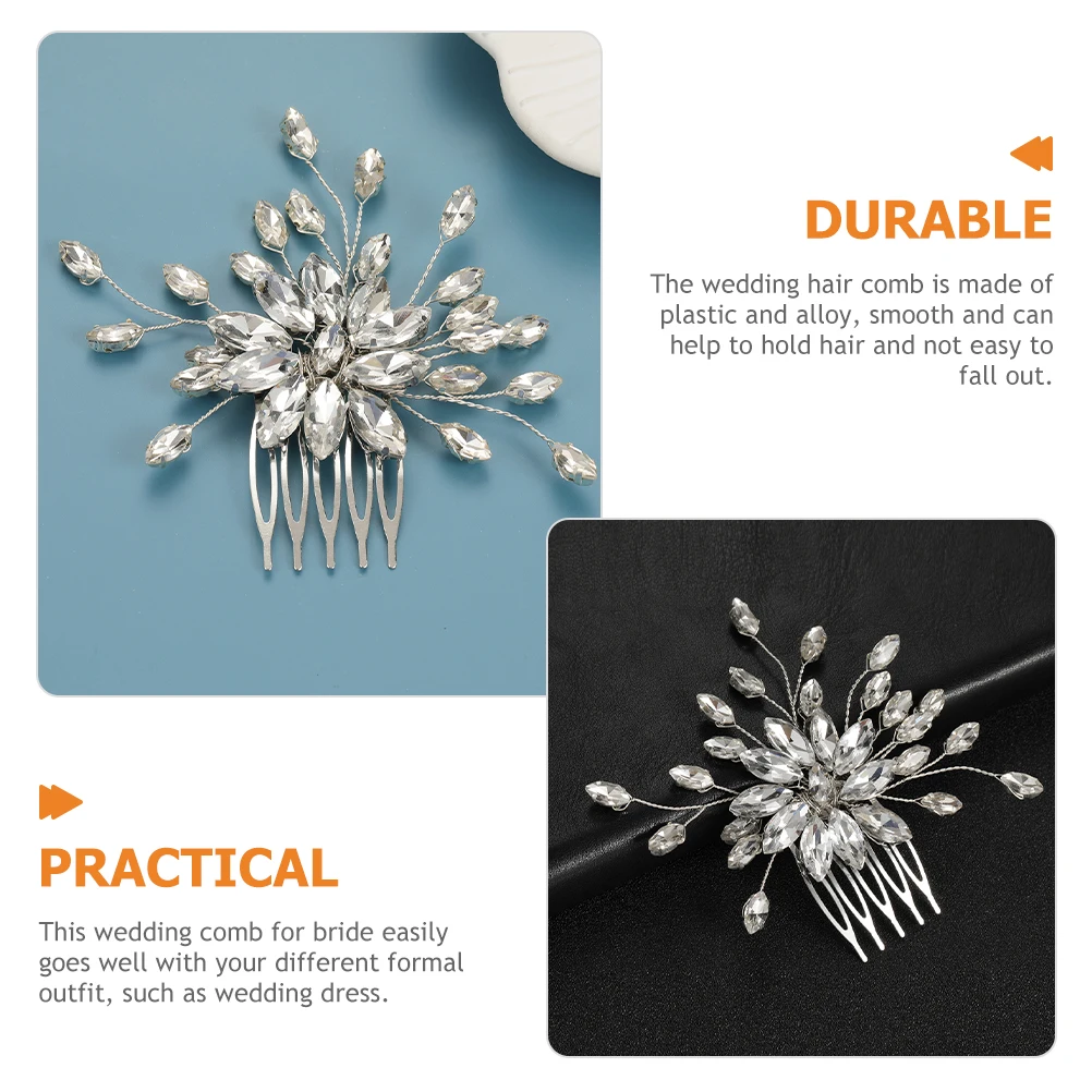 

Bridal Comb Wedding Accessories Plastic Alloy Side Combs for Brides Prom Hair Pieces Easy to Wear Comfortable Safe for Hair