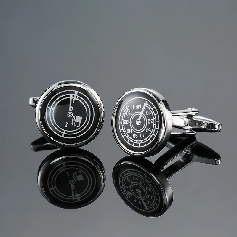 Men's French shirt cufflinks copper material classic style round car fuel gauge watch table cufflinks jewelry wholesale