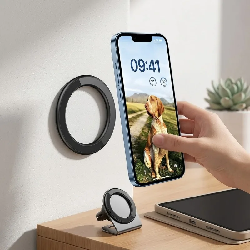 

Round Wall Mount Mobile Phone Holder Magnetic Attraction Ring Lazy Bracket Universal Accessory Vacuum Adsorption Magnetic