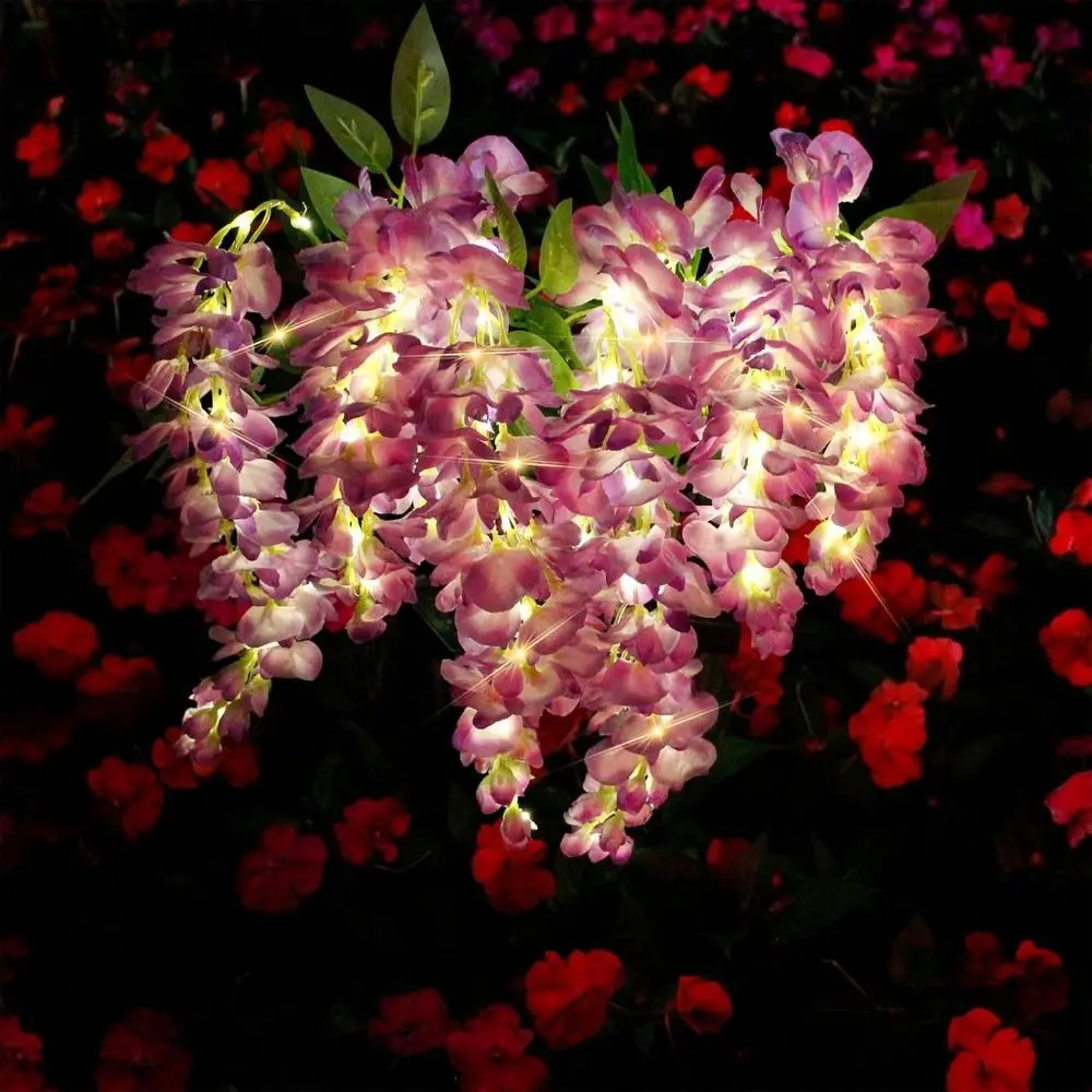 Realistic Solar Wisteria Flower Lamp Creative Waterproof Landscape Lawn Lamp Ground Mounted Artificial Simulation Flower Lamps