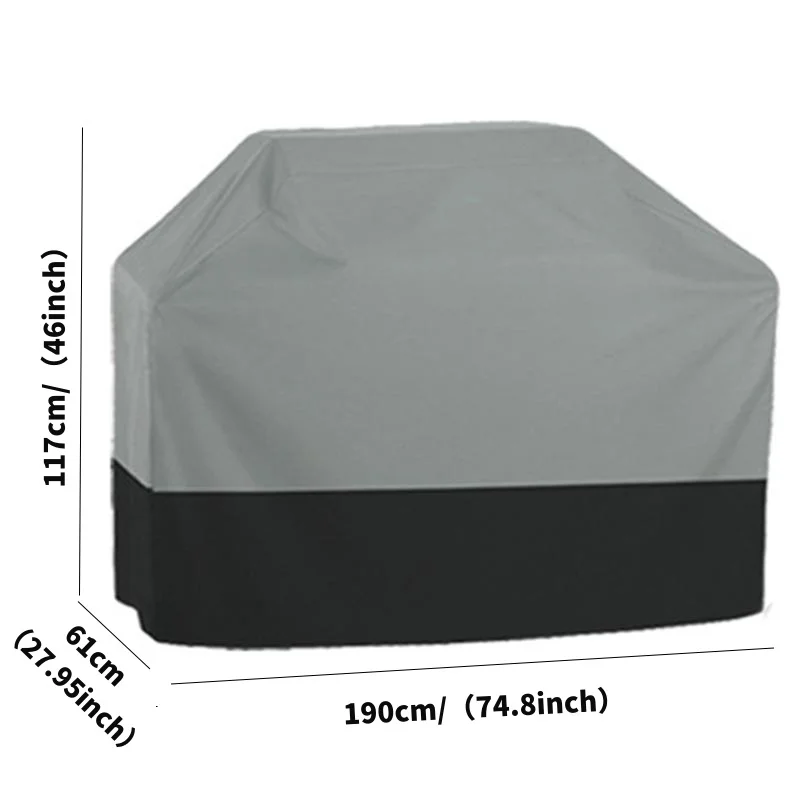 210D Outdoor BBQ Cover Anti-Dust Waterproof Heavy Duty Grill Cover Rain Protective Oven Cover Garden Barbecue Cover Accessories