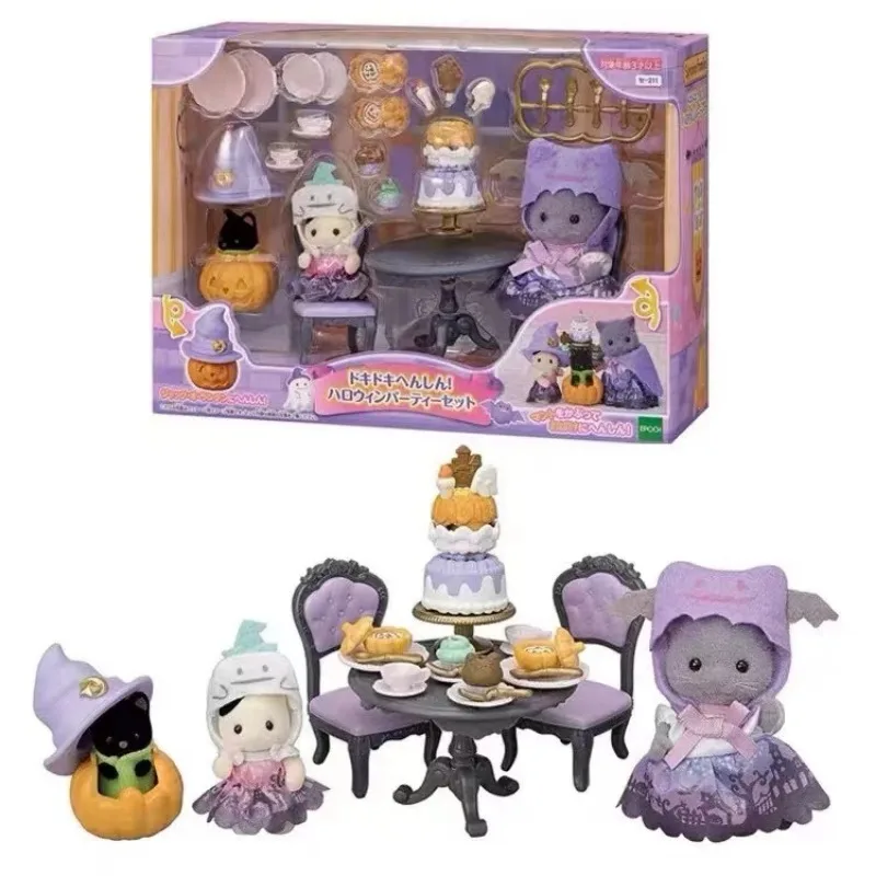 Oryginalny Sylvanian Families brelok do kluczy ubrania Sorpresa meble Chihuahua figurki Houes Halloween perski kot dynia