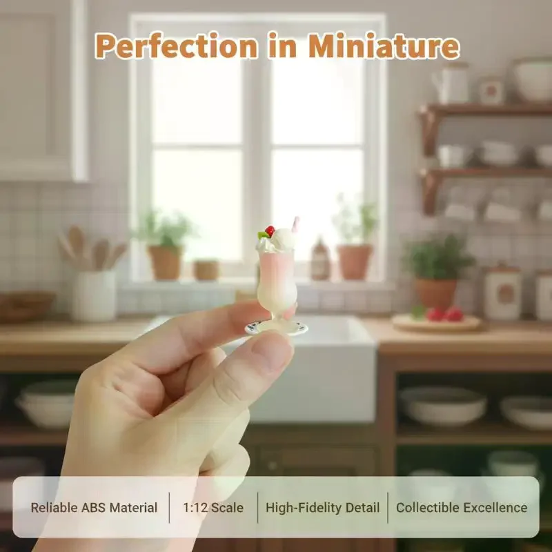 

Milk Shake 1Pcs Miniature Dollhouse Food Strawberry Ice Cream Beverage Cup Model Toy For Doll Accessories Gift