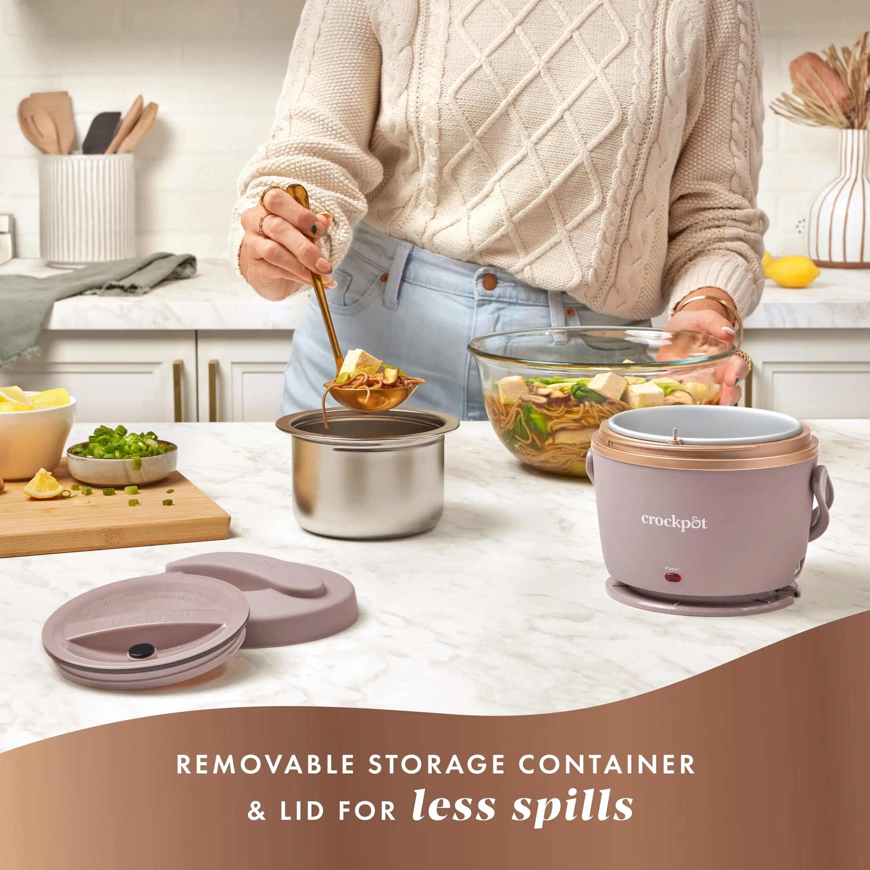 Lunch Crock Food Warmer 20 Oz Sphinx Pink Personal and Portable Cord Detaches Easily for Clutter-free Storage