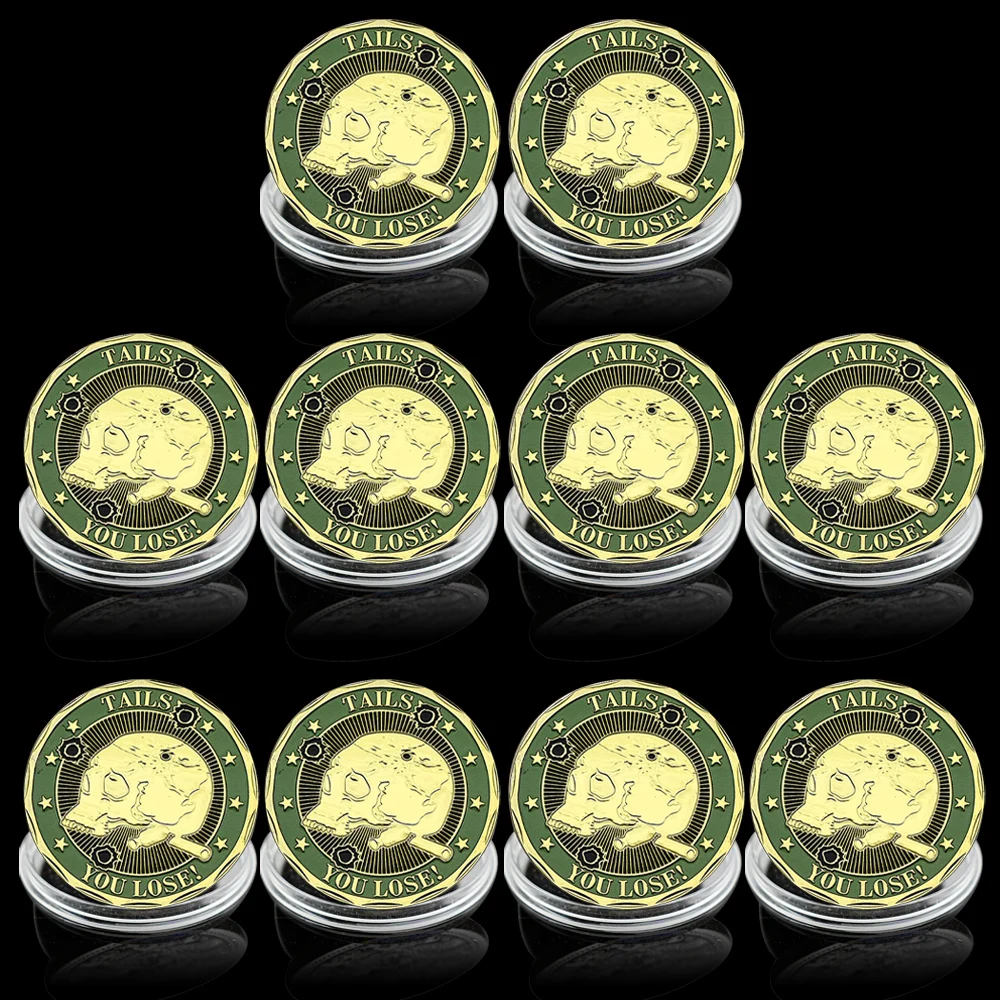 

Heads We Win Tails You Lose Challenge Coin Skull Military Humor Token, Tactical Collectible Army Style Gift