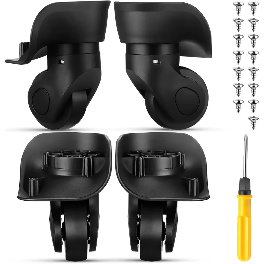 

4 Pcs Lage Wheels Replacement Travel Suitcase Caster Repair Kits with Screw Replacement Left and Right Wheels Mute Bearing Swiv