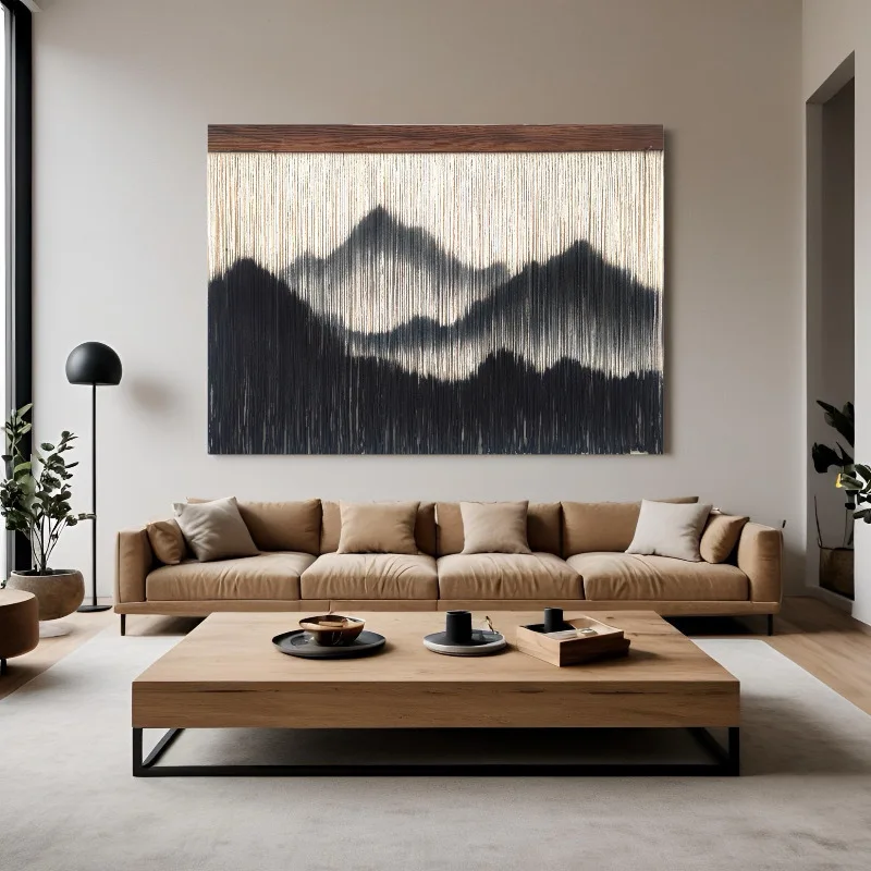 Alpine hotel B & B background wall decorative tapestry handmade cotton rope woven fringed wall