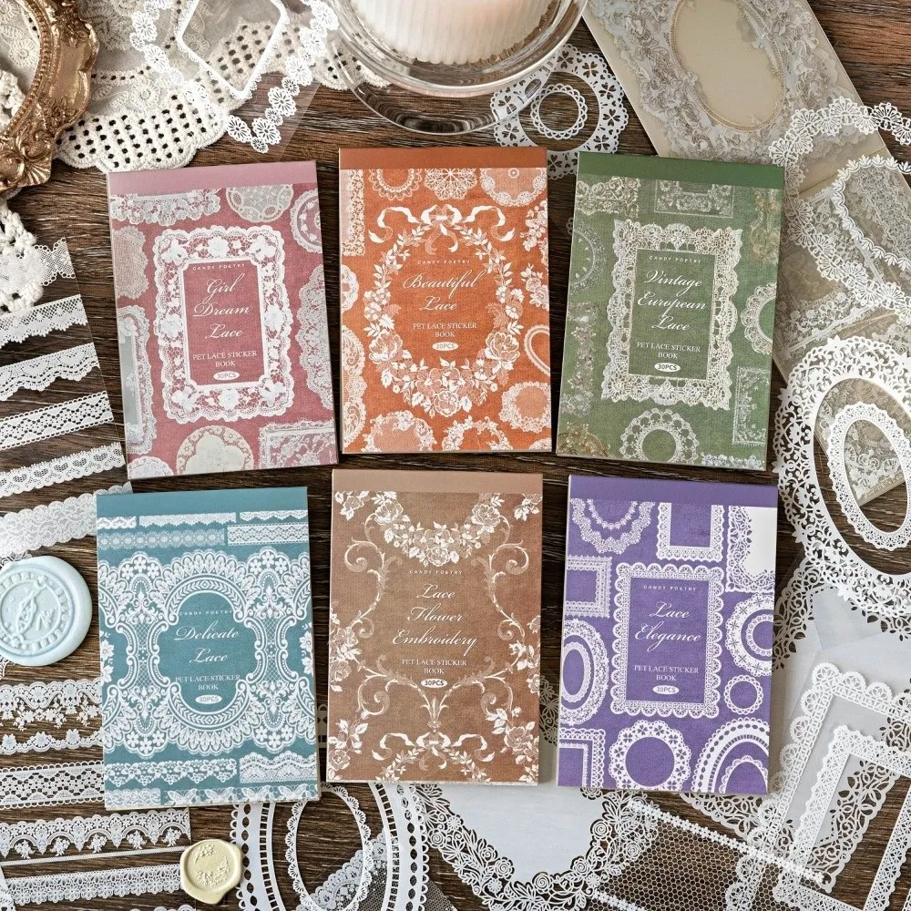 

DIY Crafts Lace Theme A Sticker Book Removable Vintage Style DIY Stickers PET Stickers Laptop