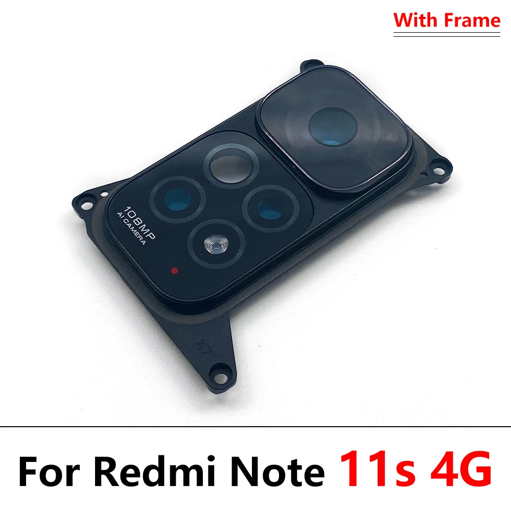 50Pcs，100% Original Rear Camera Glass Lens Cover With Frame Holder With Sticker For Xiaomi Redmi Note 11S 11 11T 5G 11 Pro Plus