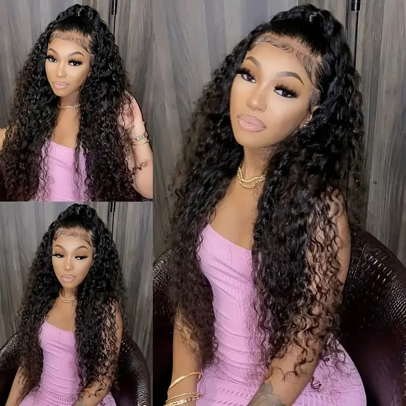 Rosabeauty 13x4 HD Lace Front Human Hair Wig 13X6 Deep Wave 5X5 Preplucked Glueless Ready To Go Curly Wig 250% Density 40 Inch