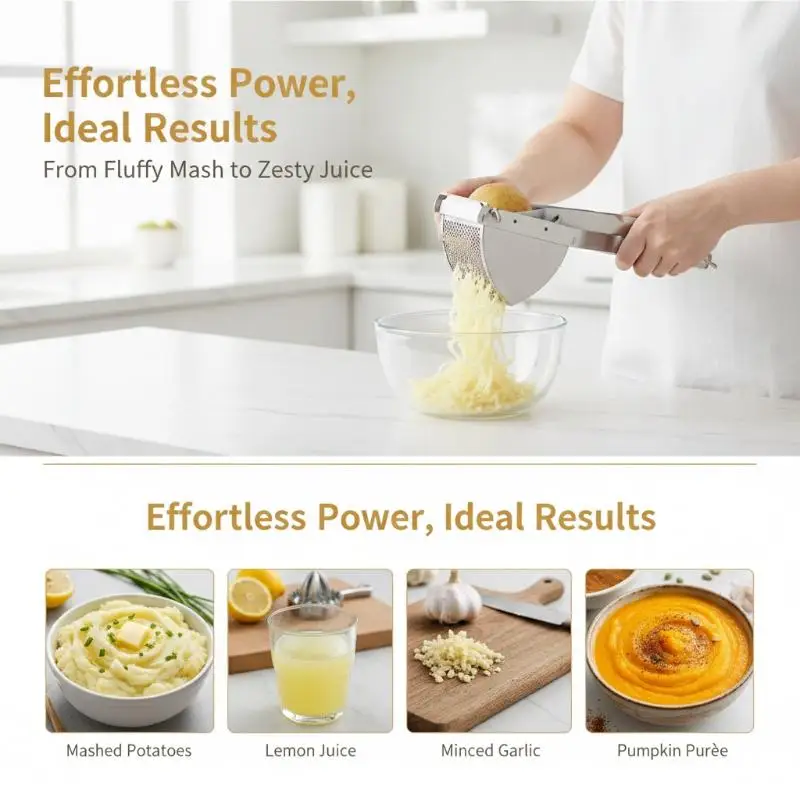 Potato Ricer Stainless Steel Potato Masher Heavy Duty Potato Ricer Masher For Baby Food Fruit Vegetable Juicer