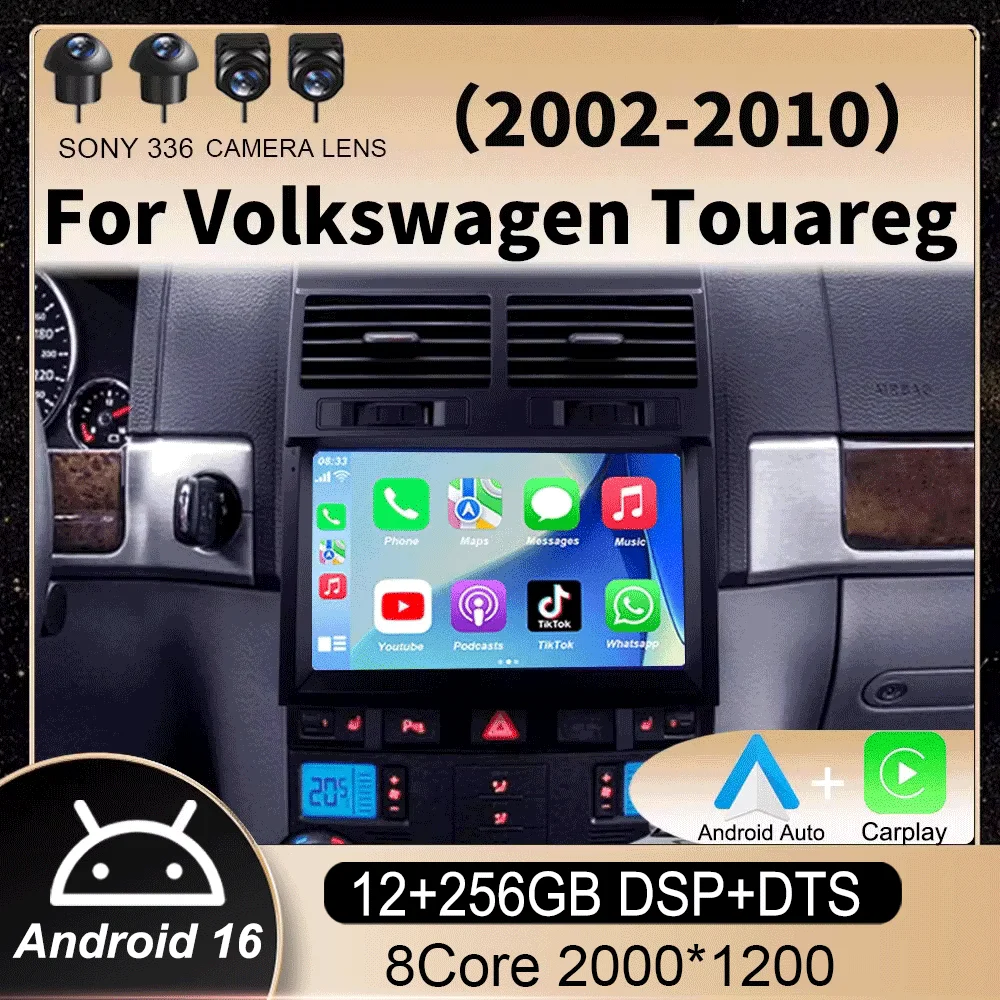 

Android 16 Carplay DSP Car Radio For Volkswagen Touareg 2002-2010 Navigation GPS Multimidia Video Player 2din 4G+WIFI Stereo BT