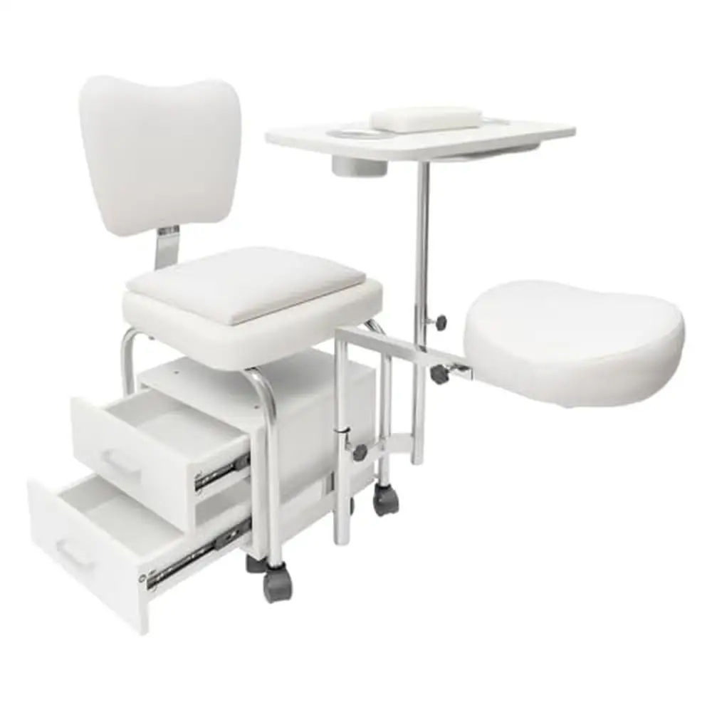 Sedia per manicure e pedicure Tavolo per unghie Carrello professionale Stazione regolabile Unità da scrivania Ruote rotanti Cassetti Massaggio spa di bellezza