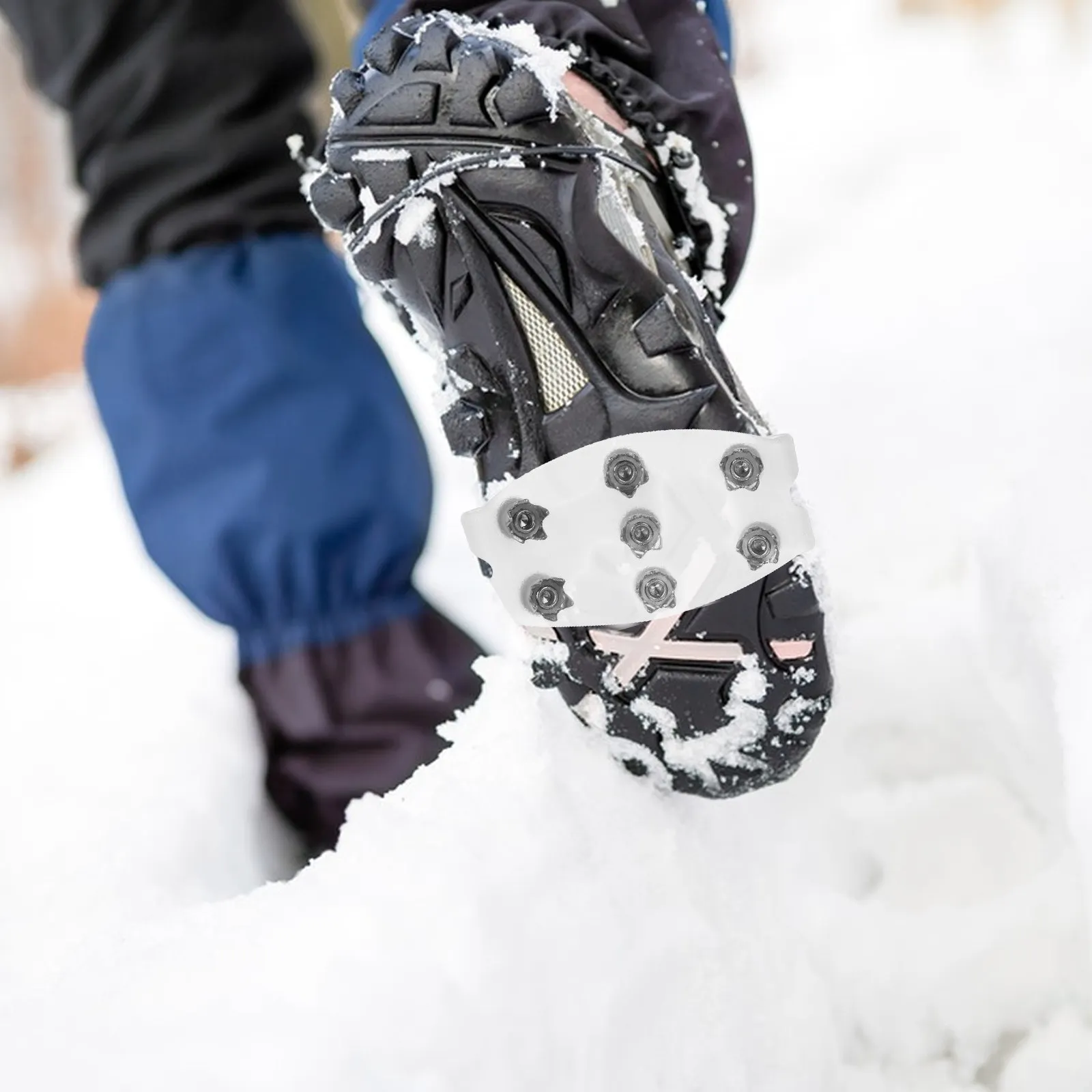 2 pares de crampones para zapatos para hielo y nieve, tacos de tracción antideslizantes con púas de 7 dientes, se adaptan a todo tipo de botas, equipo de seguridad para exteriores