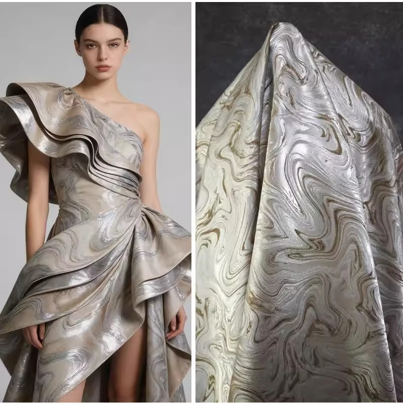 

Irregular Water Ripple Jacquard Fabric for Designers Fashion Stages Film Television Creative Clothing By Meter Diy Sewing Cloth