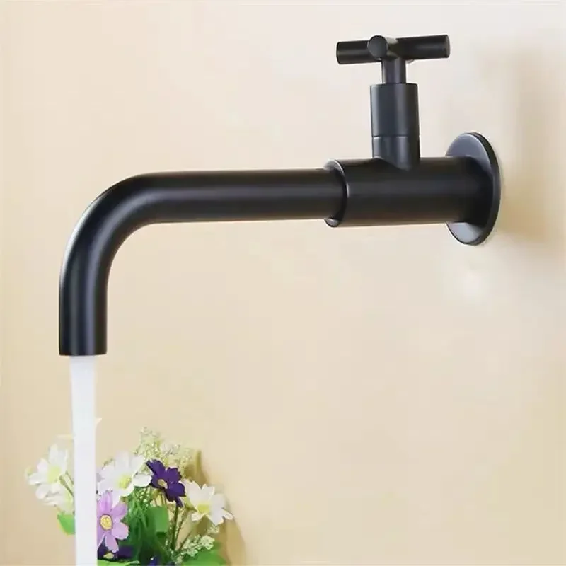 

Concealed Wall-Mounted Basin Faucet - Cold Water Tap in Gold/Black/Chrome, Wall Spout