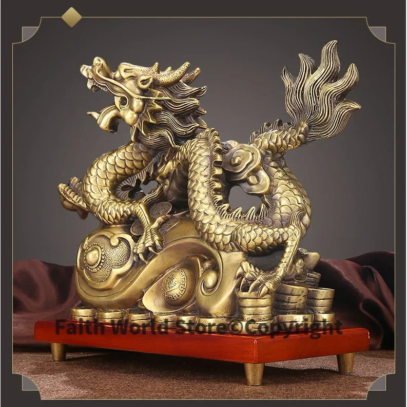 جلب كبير في الثروة الكنز متجر المنزل الأعمال المال رسم التميمة حظا سعيدا فورتشن التنين الذهبي فنغ شوي تمثال نحاسي أ