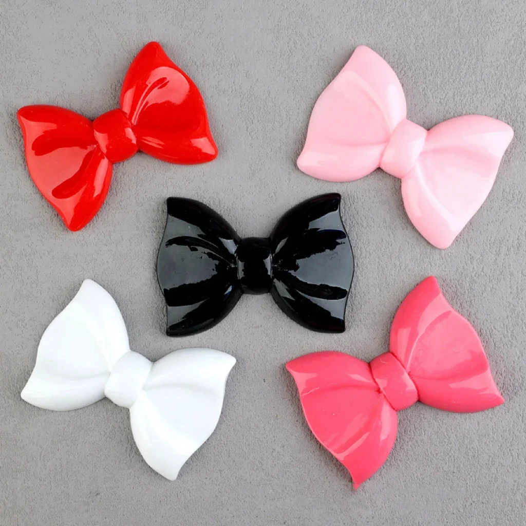 2Pcs Kawaii White Pink Black Rose Rred Bow Tie Resin Accessories Flatback Storage Box  Junk Phone Case Laptop Decoration Charm