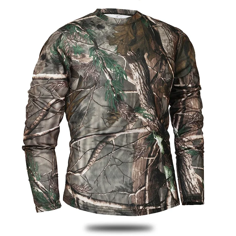 Imagem -04 - Camuflagem de Manga Comprida Masculina Tático Secagem Rápida Caminhadas Camisetas ao ar Livre Roupas de Acampamento Primavera Outono