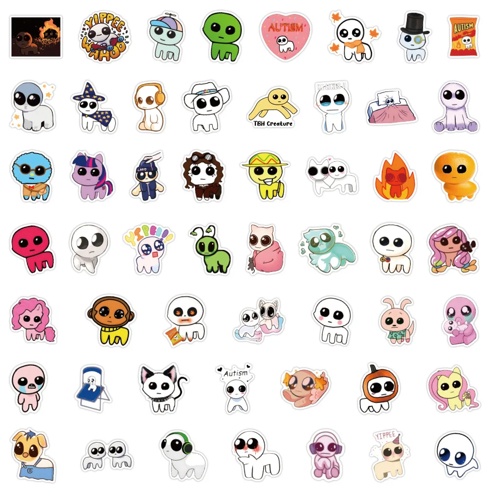 50pcs TBH Autism Creature Yippies Stickers Laptop Scrapbook Decoration Graffiti Sticker Toy