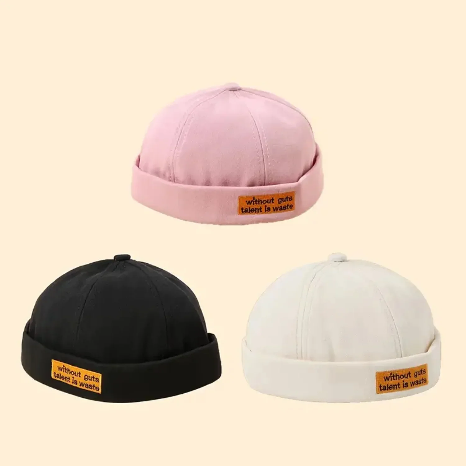 قبعة دوكر بدون إطار قابلة للتعديل مع تصميم مدفور على شكل أساور ملفوفة - قبعة صغيرة لساعة مناسبة تمامًا!