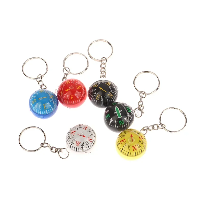 1Pcs Round Shape Small Mini Survival Compasses Key Chain Outdoor Camping Hiking Travel Precision Dial EDC Ball Keychain
