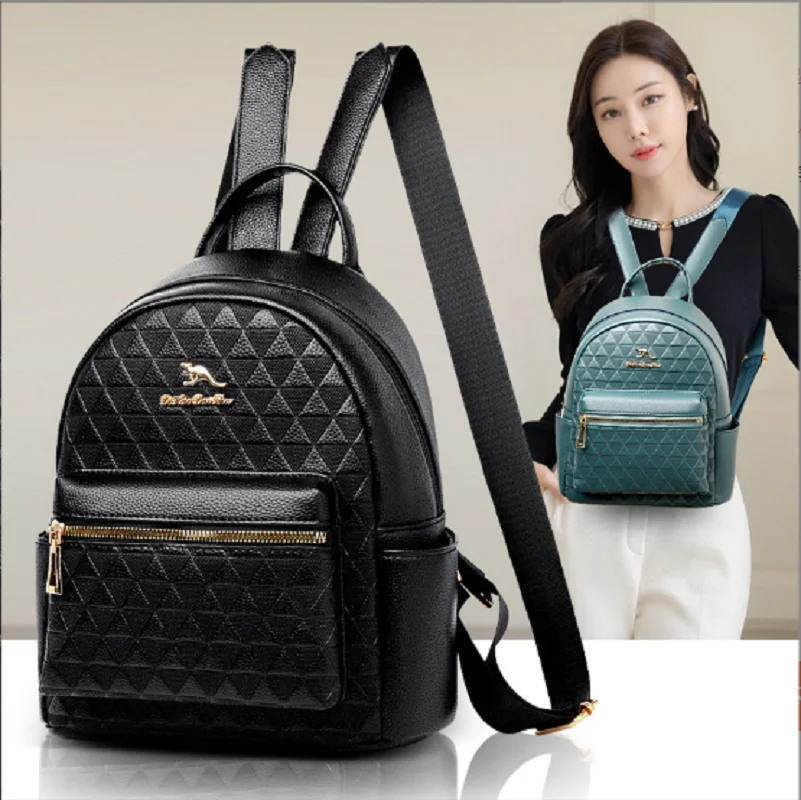 2025 New Fashion Luxury Diamond Lattice Backpack Women's High Quality Leather Travel Small Backpacks Shoulder Bags School Bag