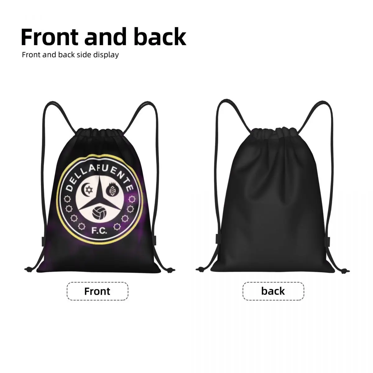 Dellafuente FC Drawstring Mochila para homens e mulheres, Sport Gym Sackpack, Rapper de Rock Espanhol Portátil, Saco de Treino