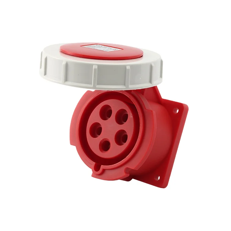 Flush Mounted Industrial Socket IP67 16a 32a Wall Panel Mounted Red Socket For Marine