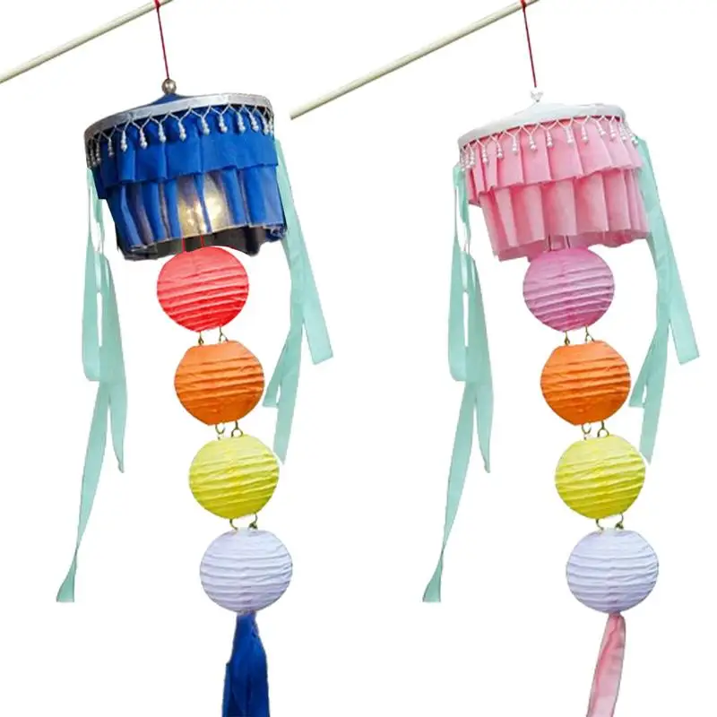 

Moon Festival Lanterns Portable Paper Mid Autumn Lantern Holiday Decor Retro Decorative Gauze Lamp LED Light For Friends Couples