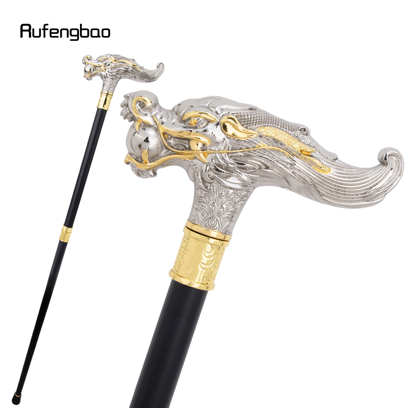 Yellow White Dragon Auspicious Clouds Bite Ball Fashion Stick Decorative Cane Halloween Cosplay and Parties, for Cosplay & Party