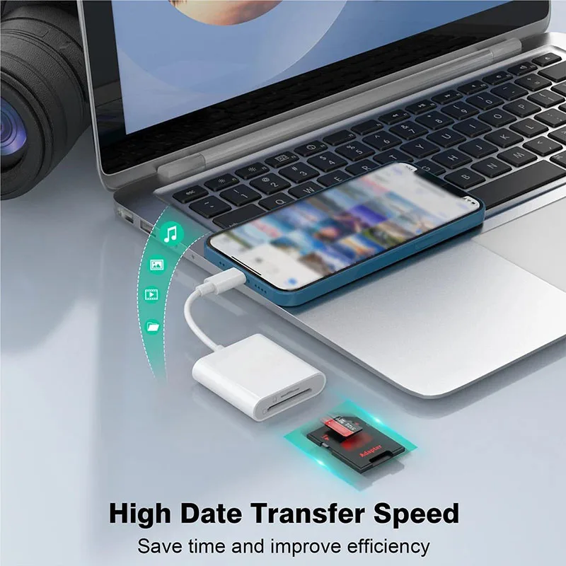 موصل إضاءة صغير محولات قارئ بطاقة الذاكرة SD TF لهاتف Iphone OTG