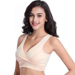 Pregnant Women Tank Tops Maternity Wide Shoulder Strap Comfort Bralette Without Underwire Cross Over Breastfeeding Bra Women Bra