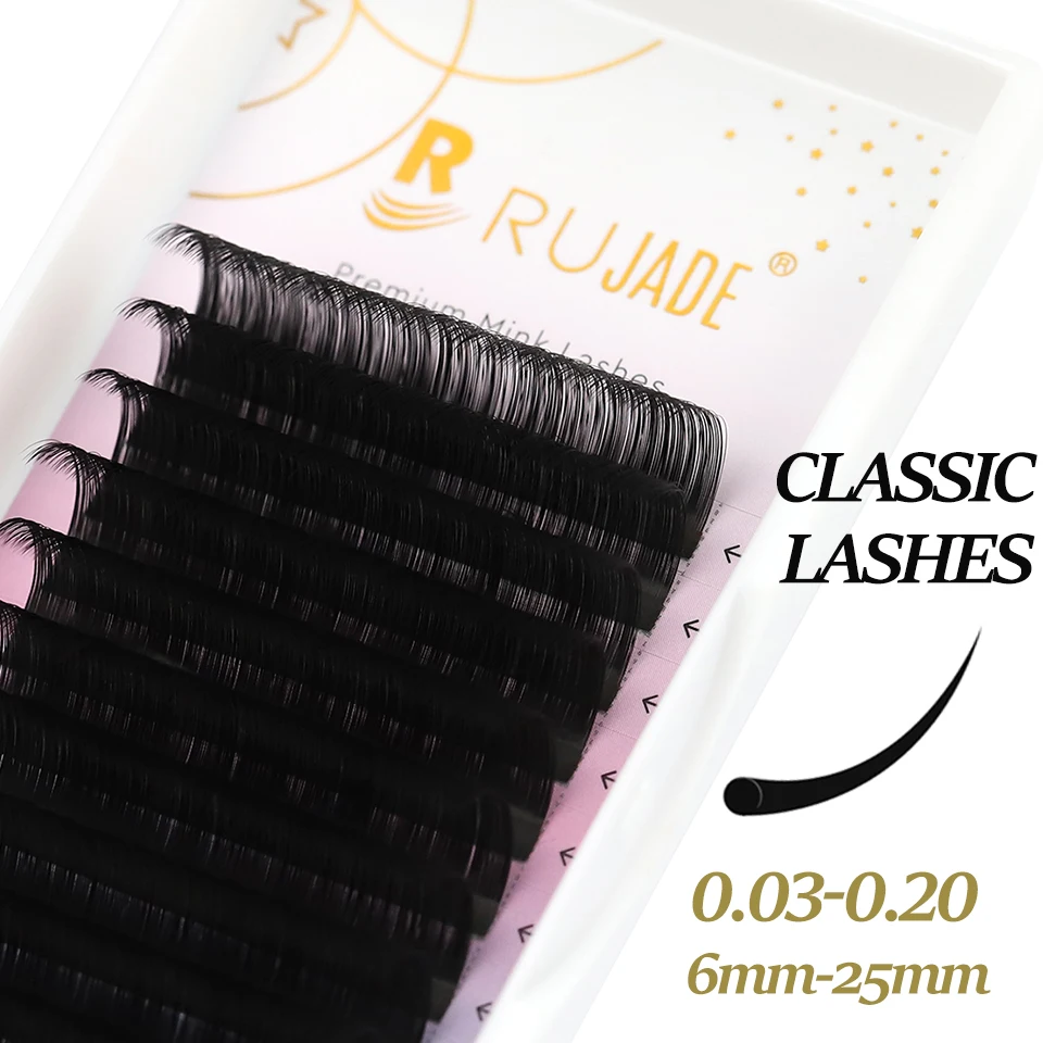 

Rujade Matte Black Individual Eyelash Extension Professional Volume Korean PBT Cashmere Lashes Tray Classic Lashes Makeup Cilios