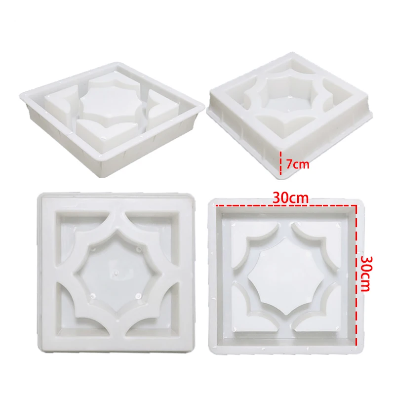 Cement Antique Brick Mold 30*30*7cm Garden Path Wall Brick Mould 3D Carving Anti-Slip Concrete Plastic Paving Mould