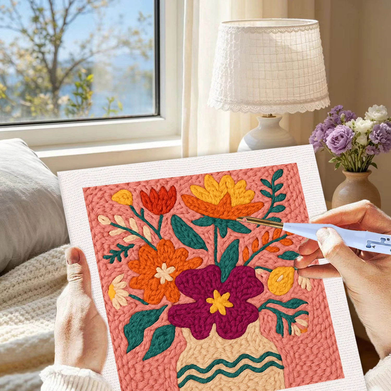 

Набор для вышивания иглой GATYZTORY Flower 25x25см, картина для стен, вышивка иглой, декор для дома, подарок для взрослых