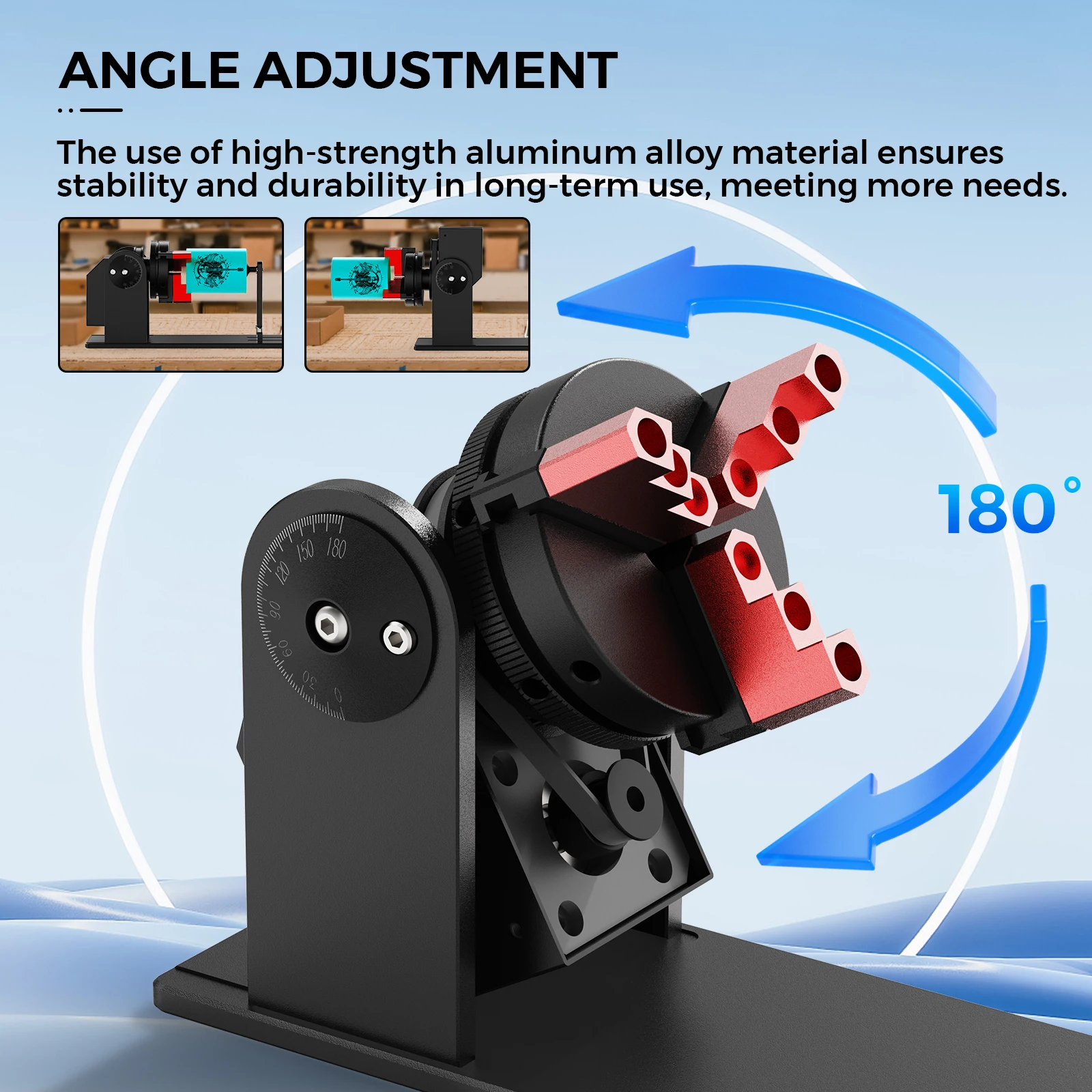 CR1 Rotary Module Laser Engraver Y-axis Rotary Roller Aluminum 360°Rotary Roller Engraving Module for Wood Router DIY Tools