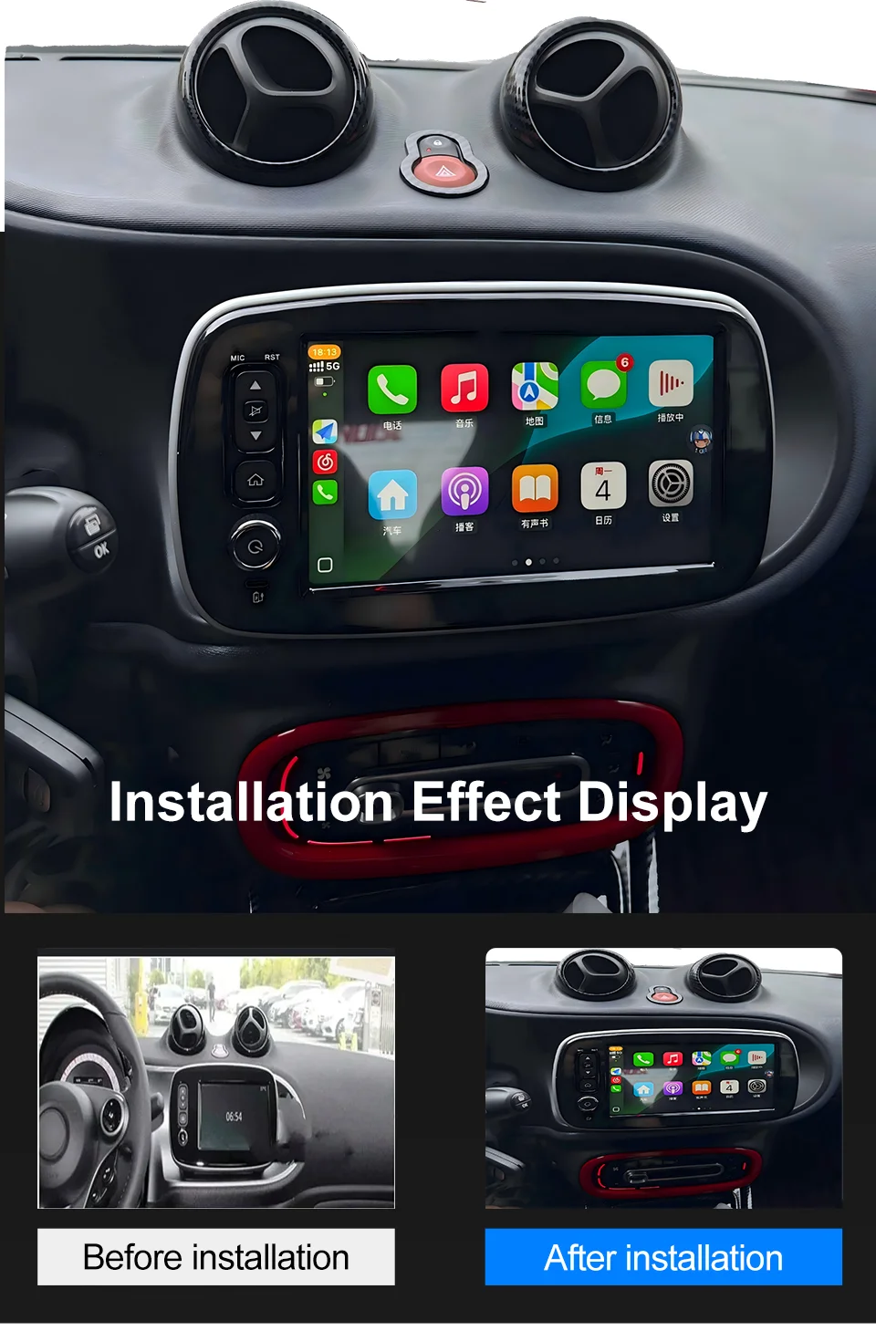 Wireless CarPlay Android Auto Car Radio For Mercedes Benz Smart 453 Fortwo 2014-2020 GPS Multimedia Systems Stereo Autoradio